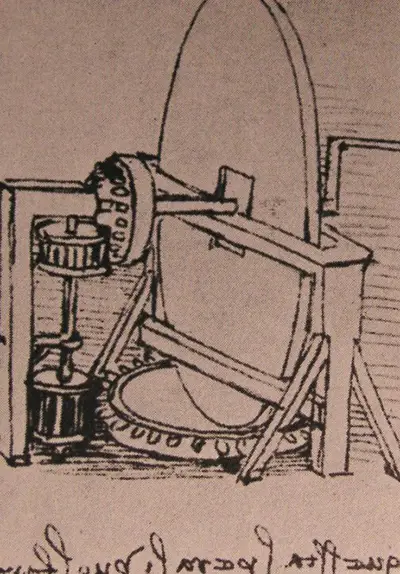 Design for a Machine for Grinding Convex Lenses, Conception d'une machine pour le meulage de lentilles convexes de Léonard de Vinci